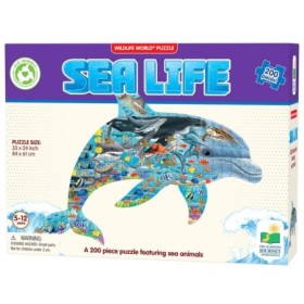 Puzzle contur Animale marine 200 piese 84x61 cm asamblat 5-12 ani